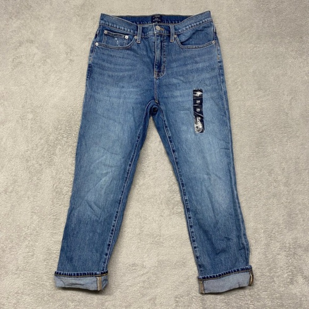 J Crew Jeans Womens Size 28 Blue Slim Boyfriend Light Wash Denim Cuffed‎ CG489